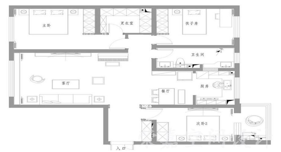 上海裝修案例現代三居 素色寫意
